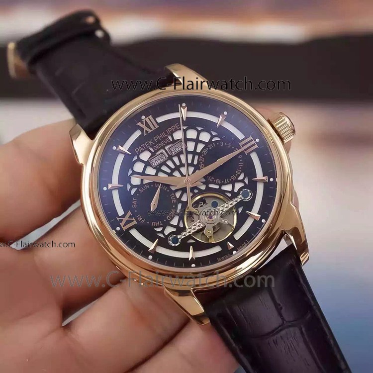 Replica Patek Philippe Yellow Gold Tourbillon 44mm Watch